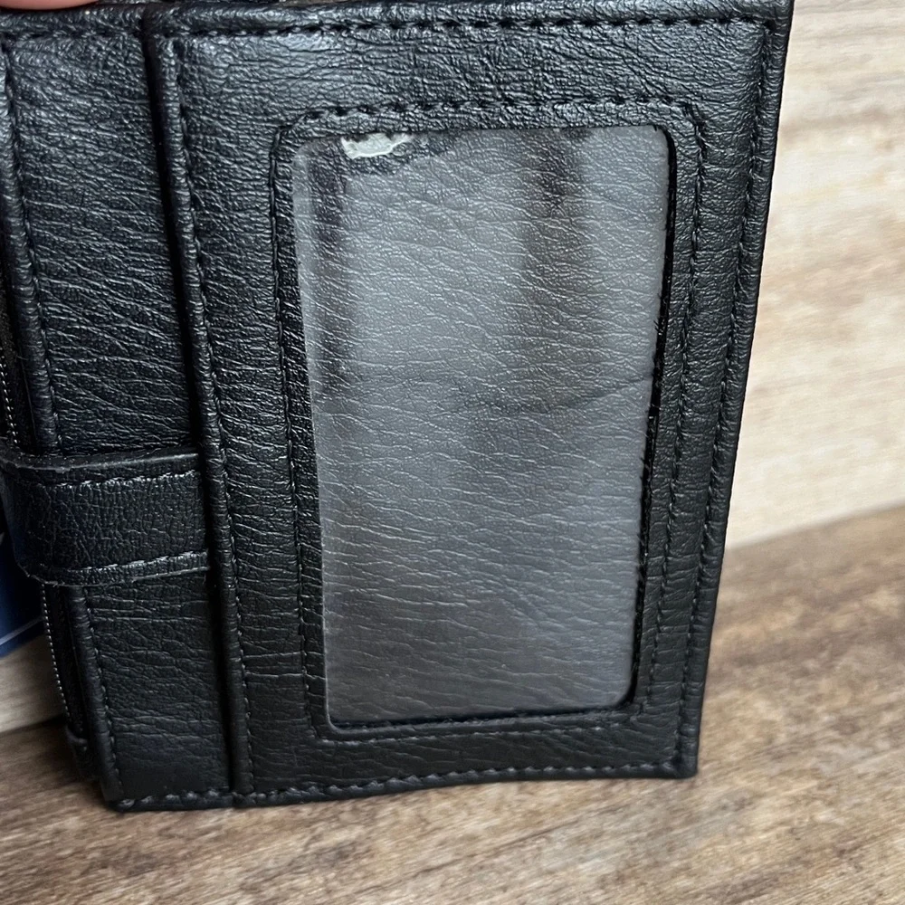 Wristlet wallet Black with Blue Patterned Strap